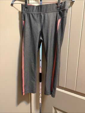 Under Armour Gray Leggings with Pink Side Stripes